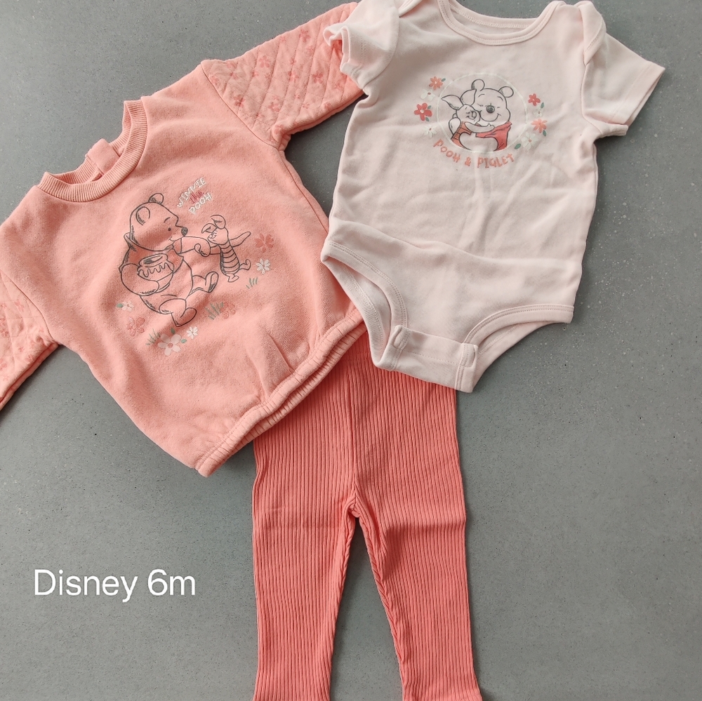 Disney baby Pooh bear Clothing Set | coral | Size 6m preloved good condition